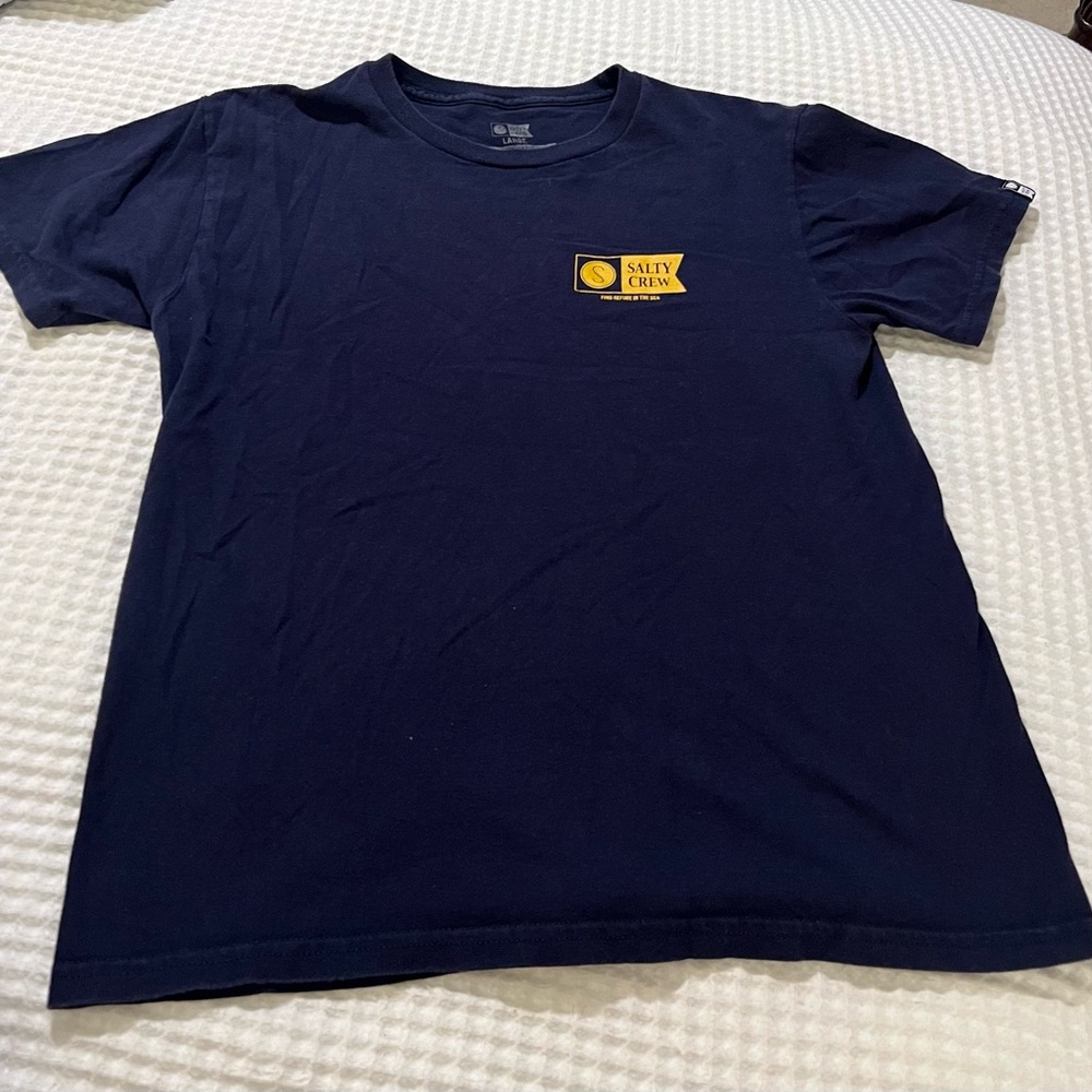 Salty Crew Dark Blue T-Shirt with Yellow Logo